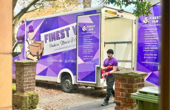 Removals specialist outside a London home during a house move