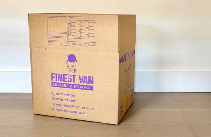Open Finest Van moving box ready for house move packing in the UK